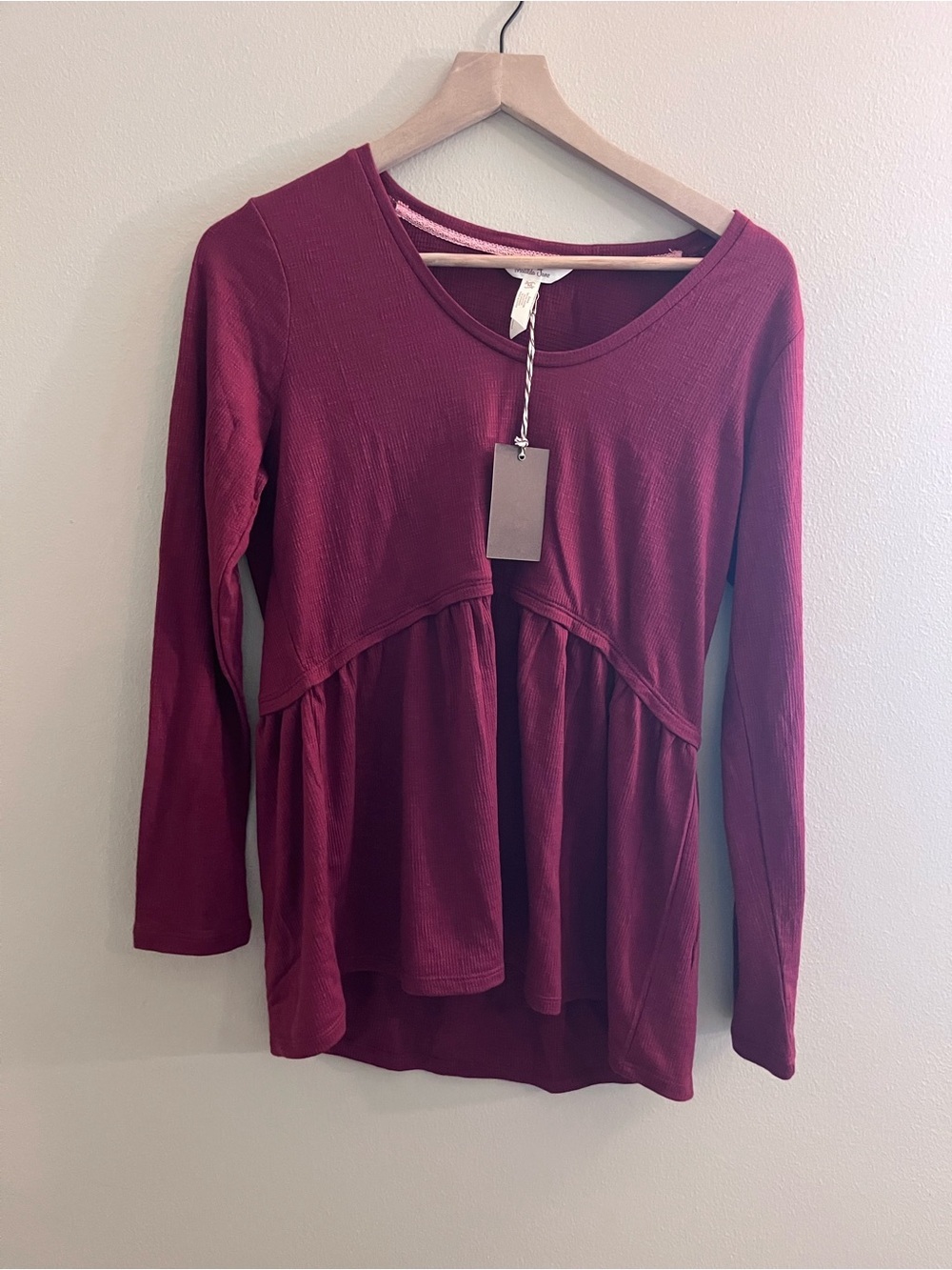 Matilda Jane Wine Long-Sleeve Gathered Peplum Top